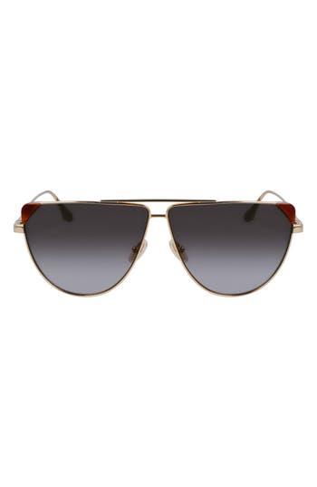 Victoria Beckham 63mm V Line Tea Cup Aviator Sunglasses In Gray