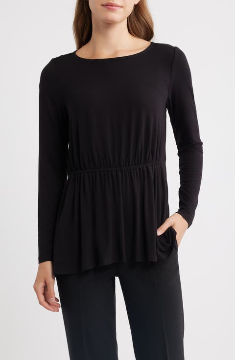 Long Sleeve Elastic Waist Top