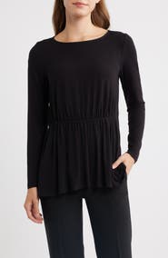 Anne Klein Long Sleeve Elastic Waist Top