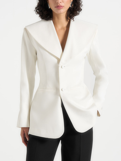 Emy Tailored Cinch Waist Shawl Blazer