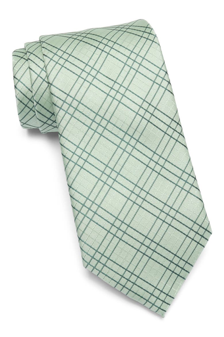 Salins Grid Satin Tie, Main, color, MINT