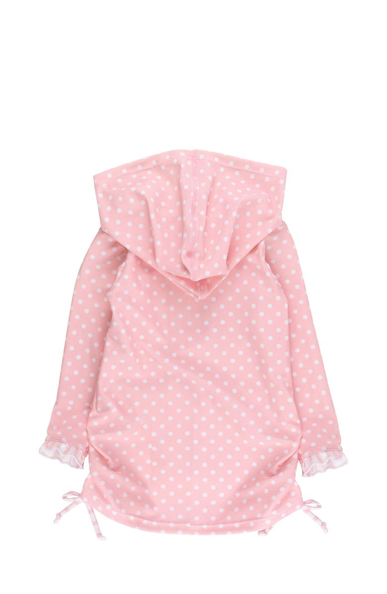 RuffleButts Sun Protective Ruched Quarter-Zip Cover-Up, Alternate, color, Pink Polka Dot