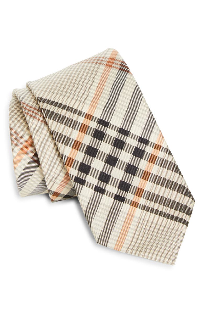 Burberry Manston Check Silk Tie, Main, color, Finch Brown Check