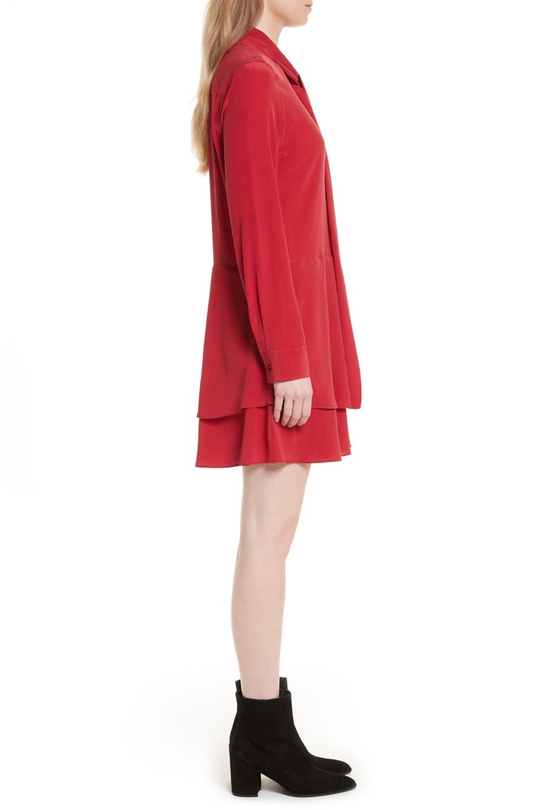 Natalia Tie Neck Silk Dress, Alternate, color, RED NOUVEAU