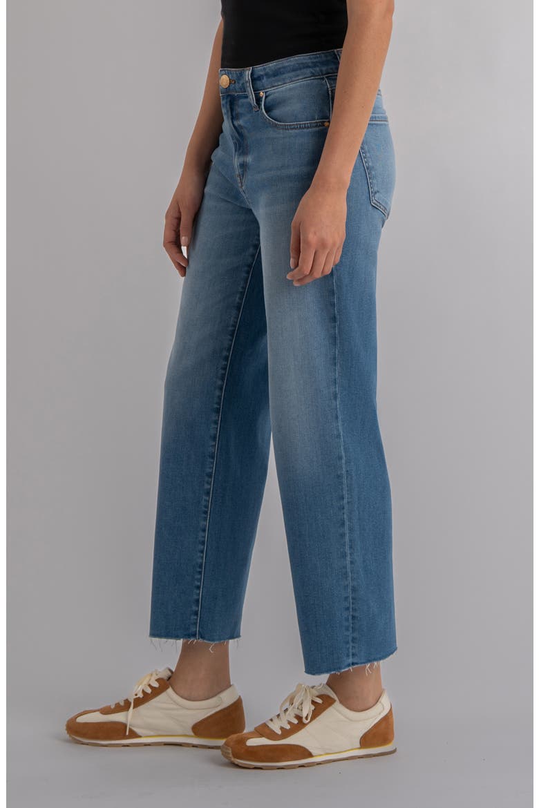 Raw Hem High Waist Ankle Wide Leg Jeans, Alternate, color, SOARING