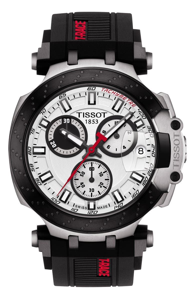 Tissot T-Race Chronograph Silicone Strap Watch, 48mm, Main, color, 