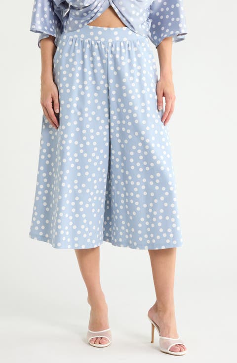 Polka Dot Wide Leg Capri Pants