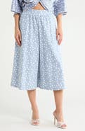 Renee C Polka Dot Wide Leg Capri Pants