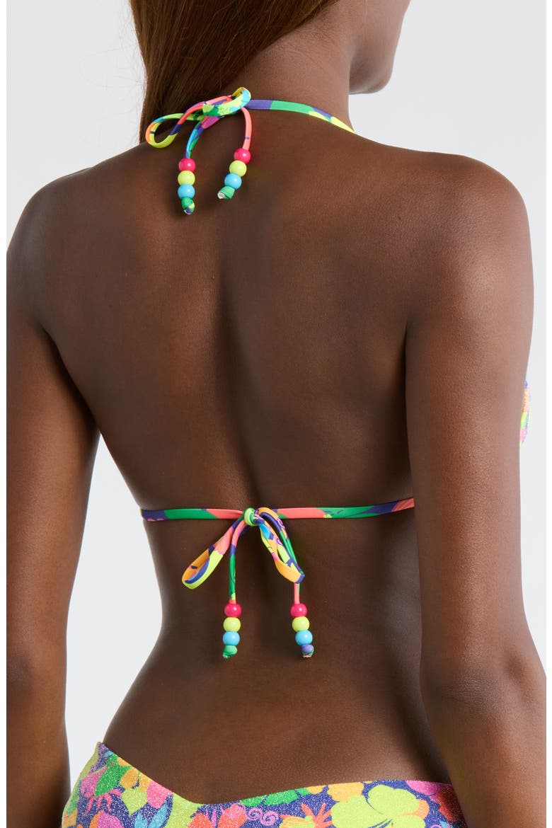 Classic Tie Halter Bikini Top, Alternate, color, NEON SUNSET