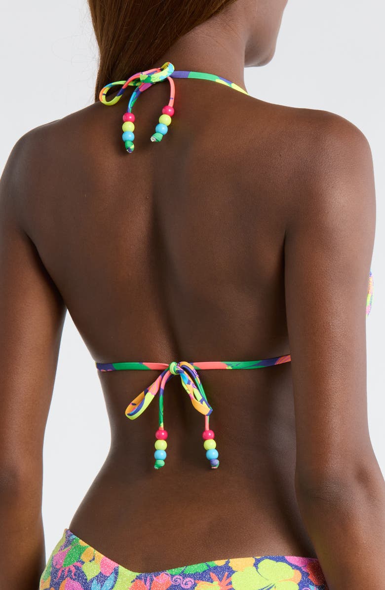 Kulani Kinis Classic Tie Halter Bikini Top, Alternate, color, Neon Sunset