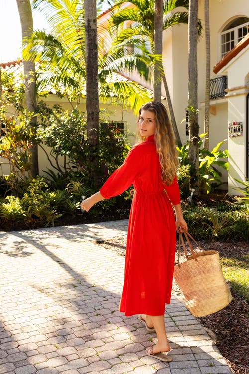 Hermoza Natalia Cinched Tie Cover Up In Red