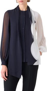 Akris Cloud Silk Tie Neck Shirt