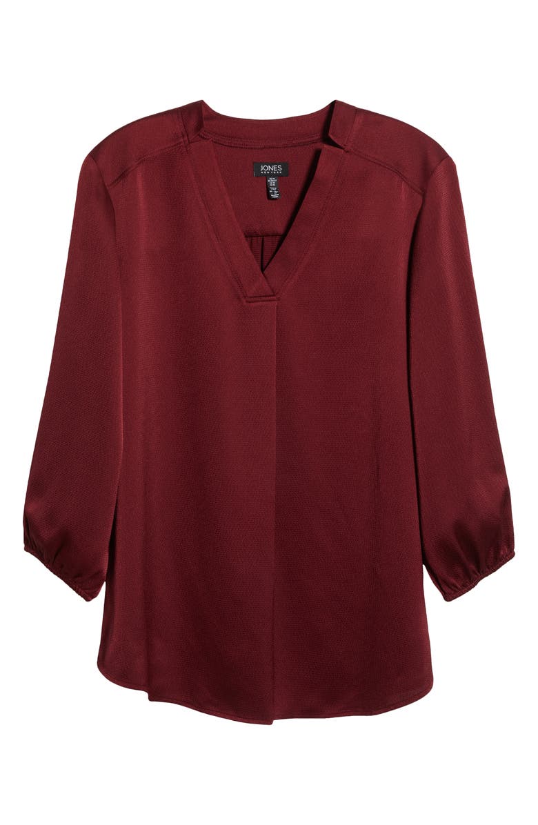 Jones New York Notch Neck V-Neck Top, Alternate, color, Bordeaux