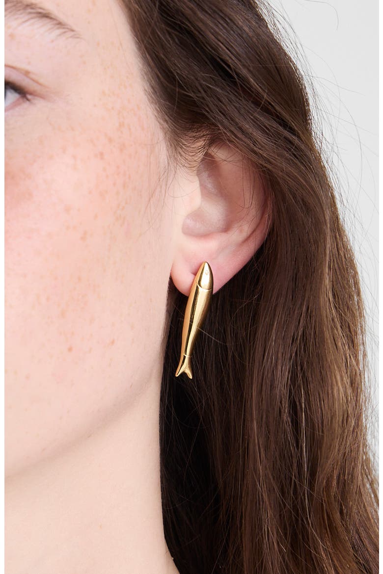 Fish Drop Earrings, Alternate, color, ANTIQUE GOLD