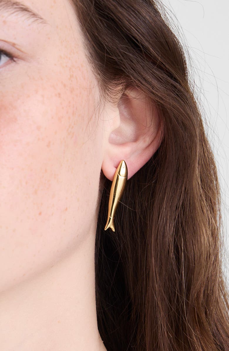 Madewell Fish Drop Earrings, Alternate, color, Antique Gold