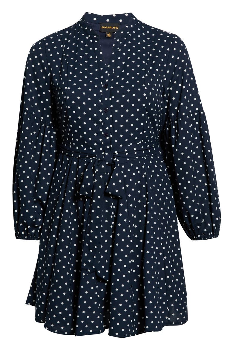 Polka Dot Button Down Minidress, Main, color, NAVY-CREAM