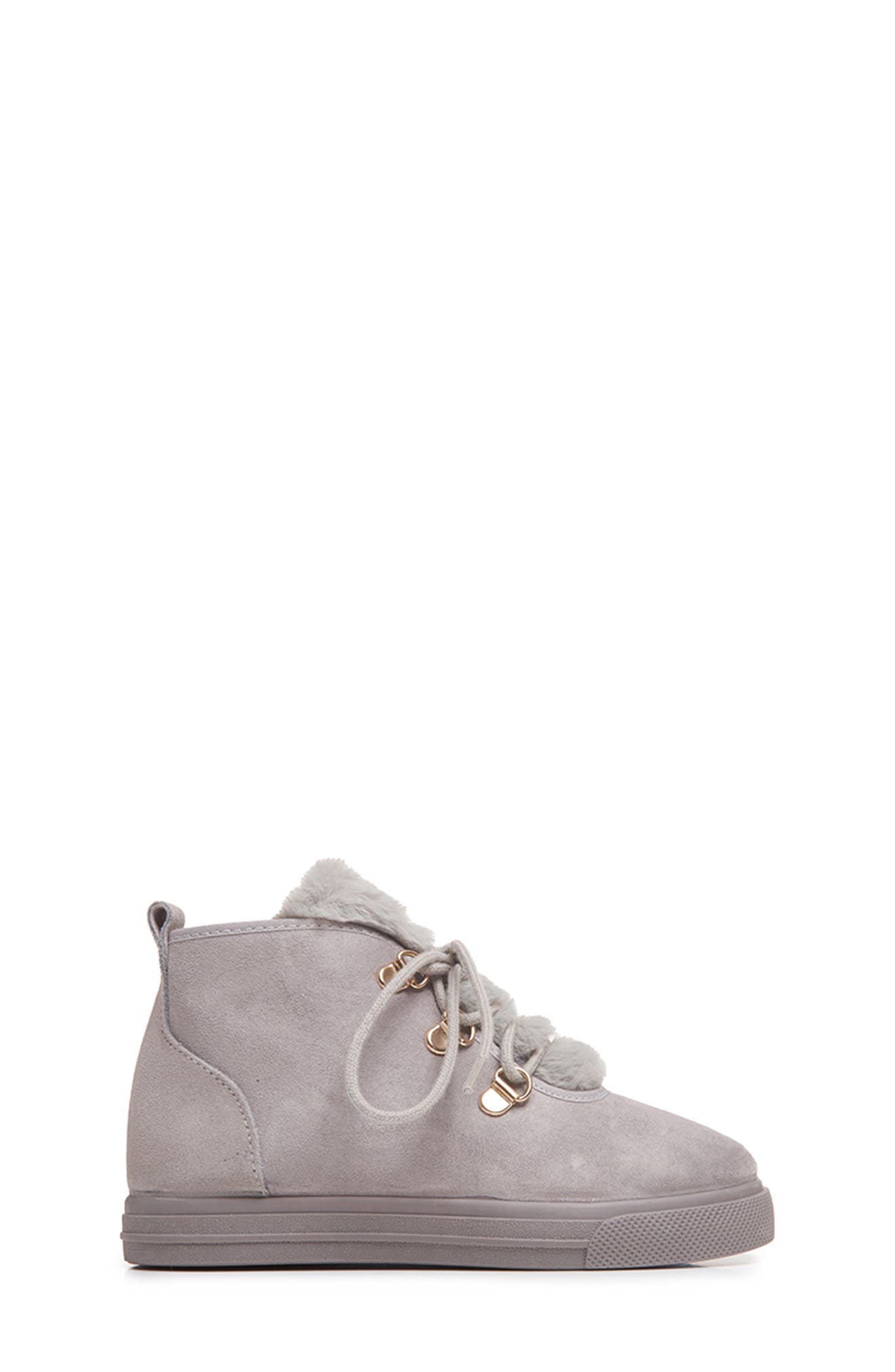 Faux Shearling Lined Bootie Sneaker, Alternate, color, GREY