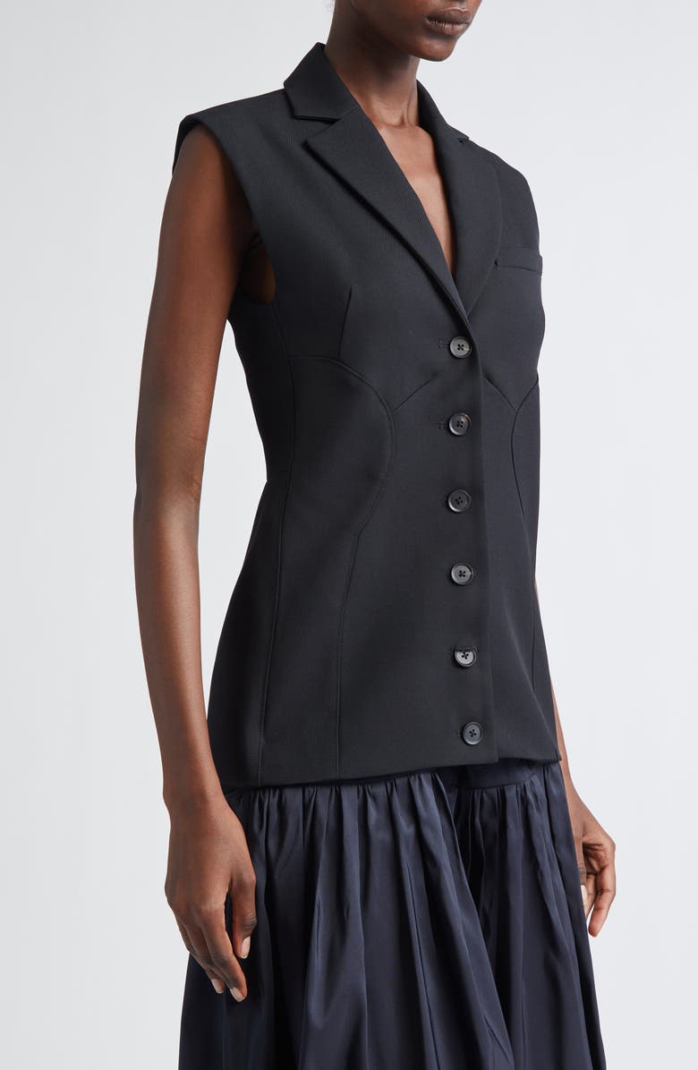 Diotima Convertible Wool & Silk Faille Waistcoat Dress, Alternate, color, Black
