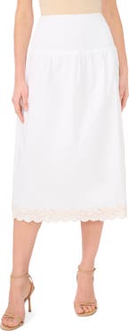 Parker Embroidered Hem Cotton Midi Skirt