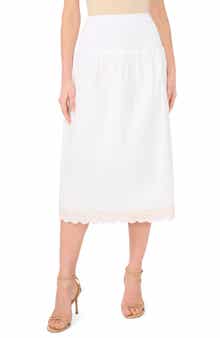 Parker Embroidered Hem Cotton Midi Skirt