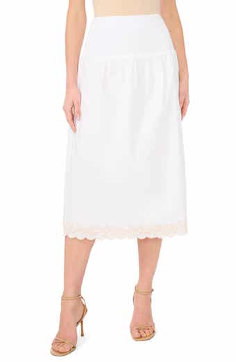Parker Embroidered Hem Cotton Midi Skirt