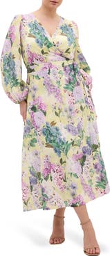 City Chic Anastasia Long Sleeve Maxi Wrap Dress