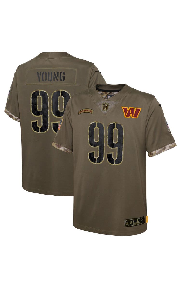 Nike Youth Nike Chase Young Olive Washington Commanders 2022 Salute To Service Player Limited Jersey, Main, color,