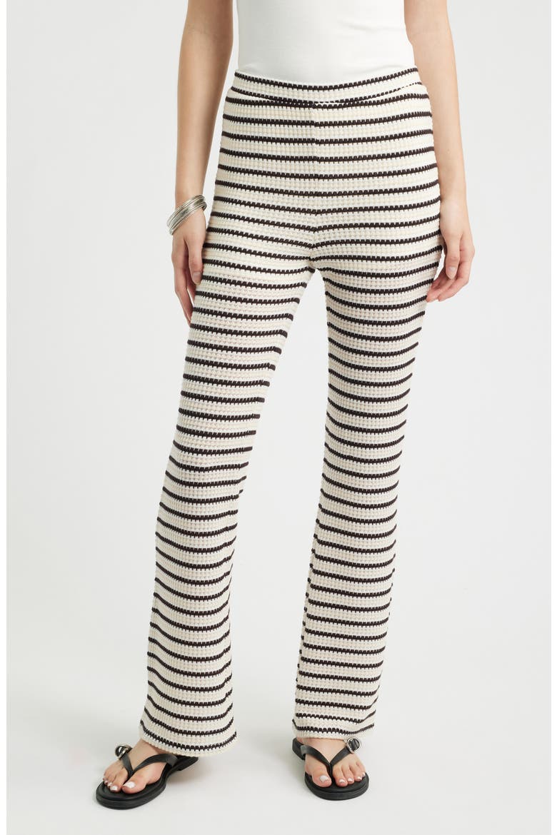 Striped Knit Straight Leg Pants, Main, color, IVORY- BROWN STRIPE