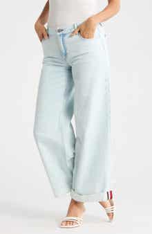 Alice + Olivia Duncan Roll Cuff Wide Leg Jeans