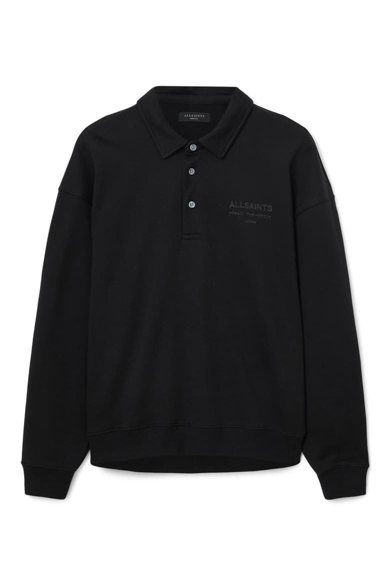 Xander Logo Graphic Polo Sweatshirt, Alternate, color, JET BLACK