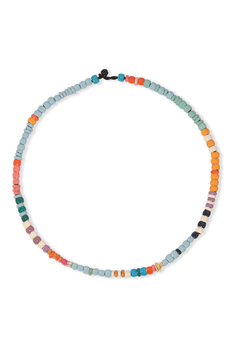 Mixed Enamel Bead Necklace with Diamond Accent, Main, color, MIXED METAL