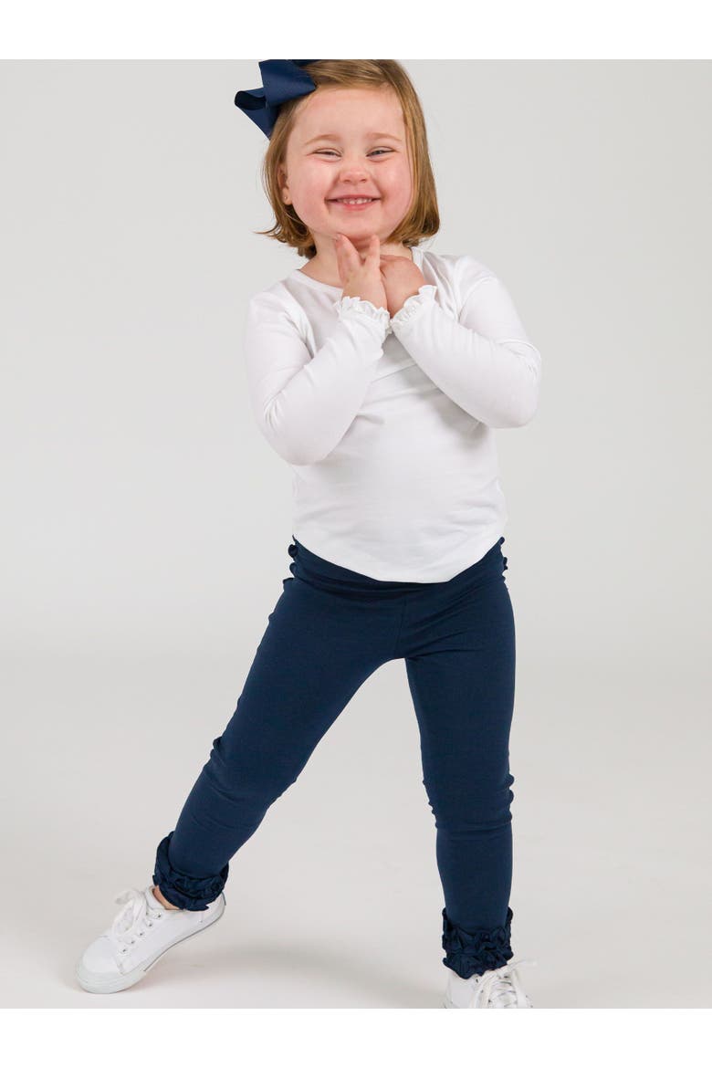 Toddler Girls Ruffle Leggings with Signature Rear Ruffles, Alternate, color, Dark Navy