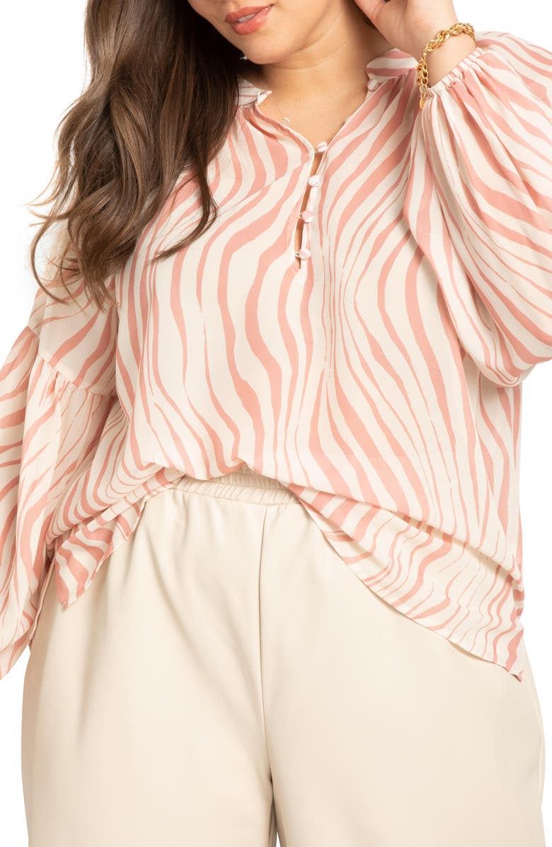 ELOQUII Raglan Sleeve Blouse, Main, color, Stripe Dream