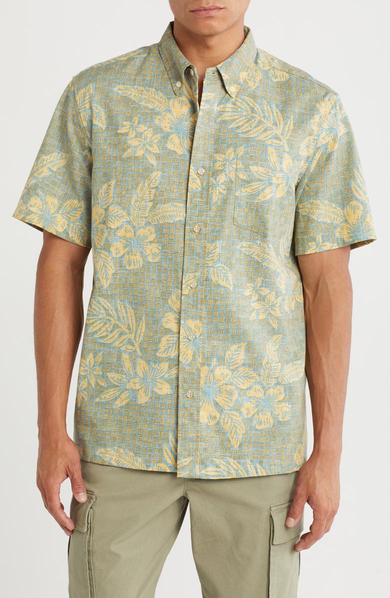 Reyn Spooner Pua Tapa Classic Fit Short Sleeve Button-Down Shirt, Main, color,