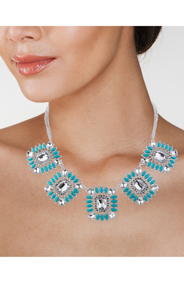 JARDIN Turquoise & Crystal Southwest Necklace, Alternate, color, Blue/ Silver