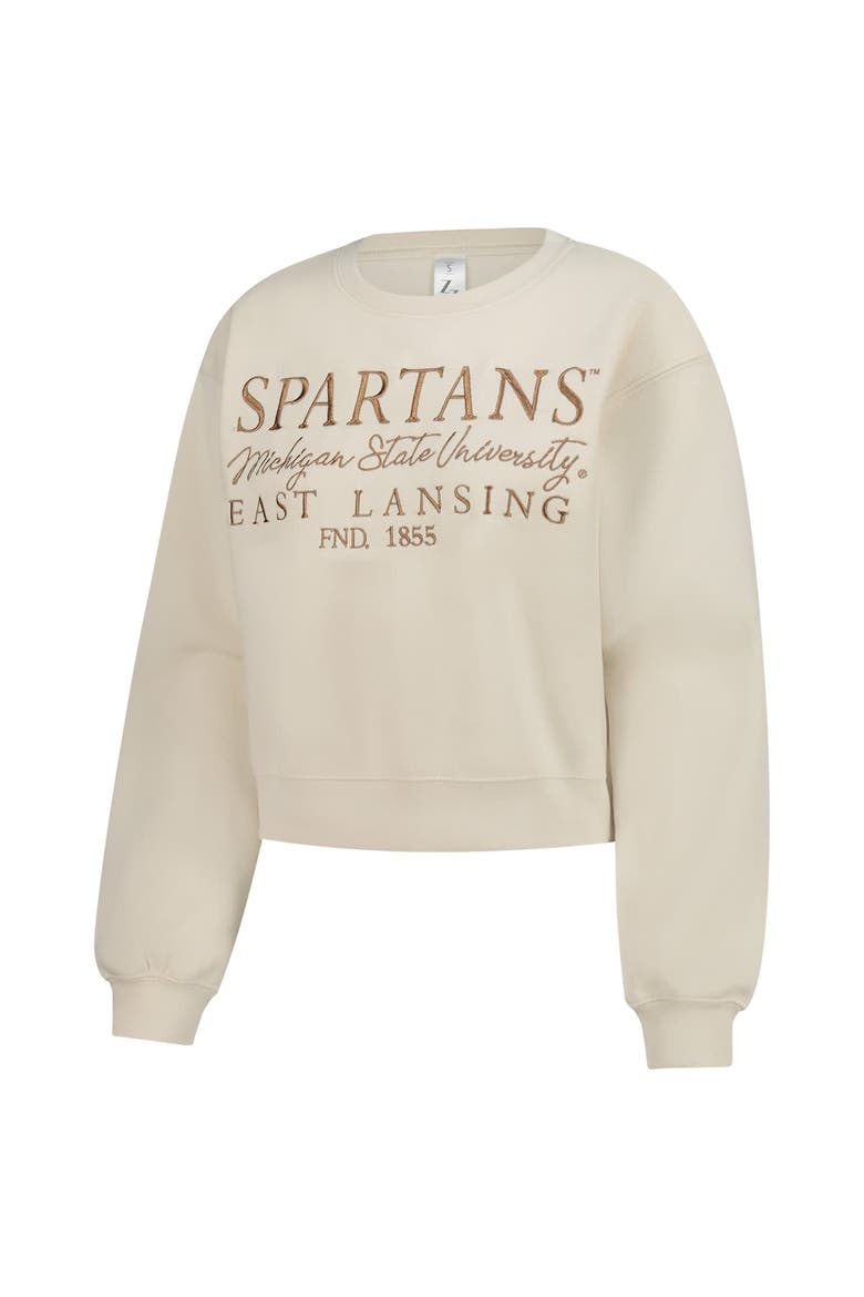 Women's ZooZatz Sand Michigan State Spartans Cropped Crewneck Sweatshirt, Alternate, color, Sand