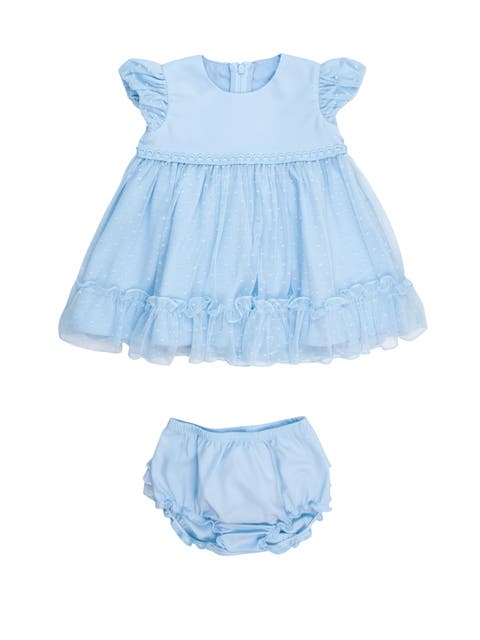 Baby Girls Dotted Tulle Dress & RuffleButt Set