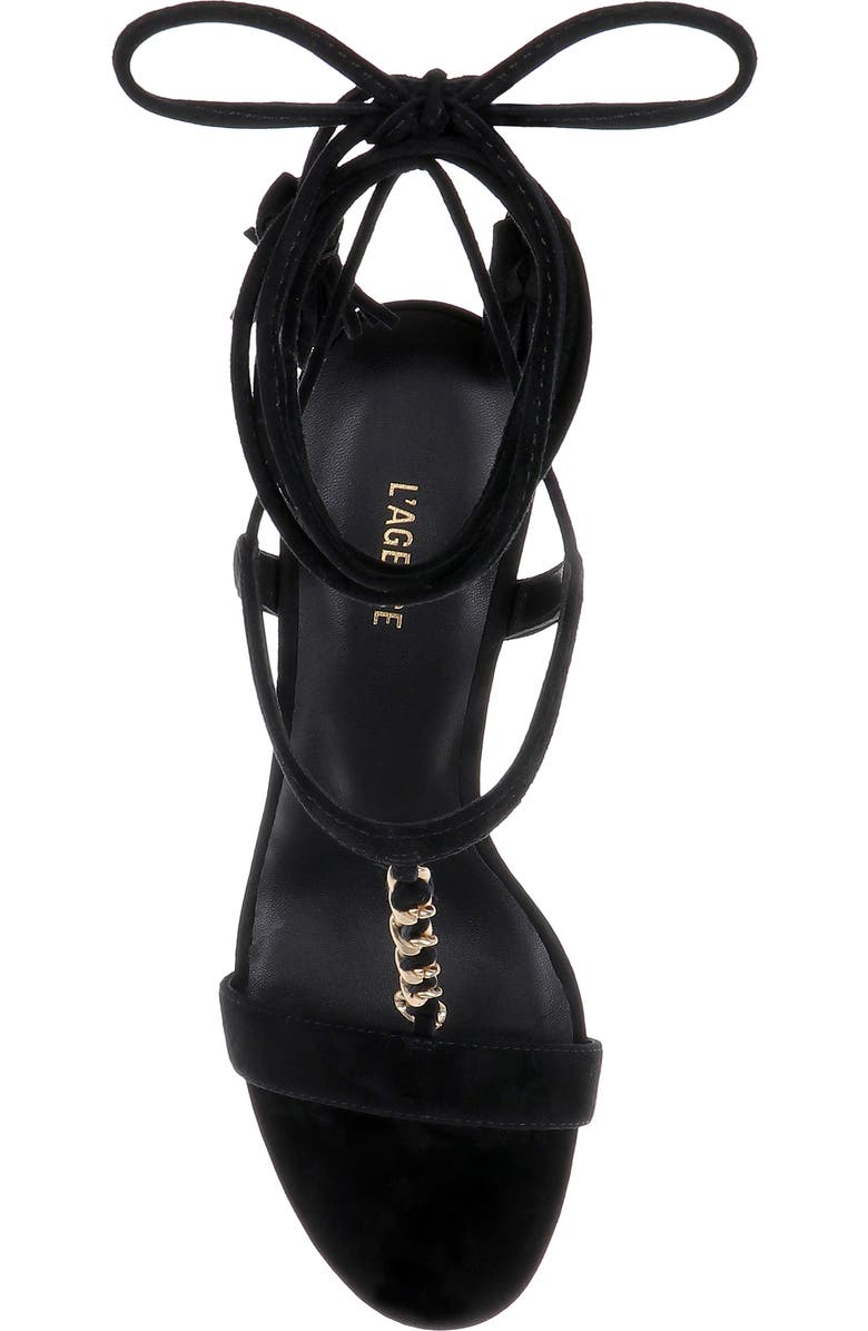 L'AGENCE Bond Lace-Up Leather Sandal, Alternate, color, Black Suede
