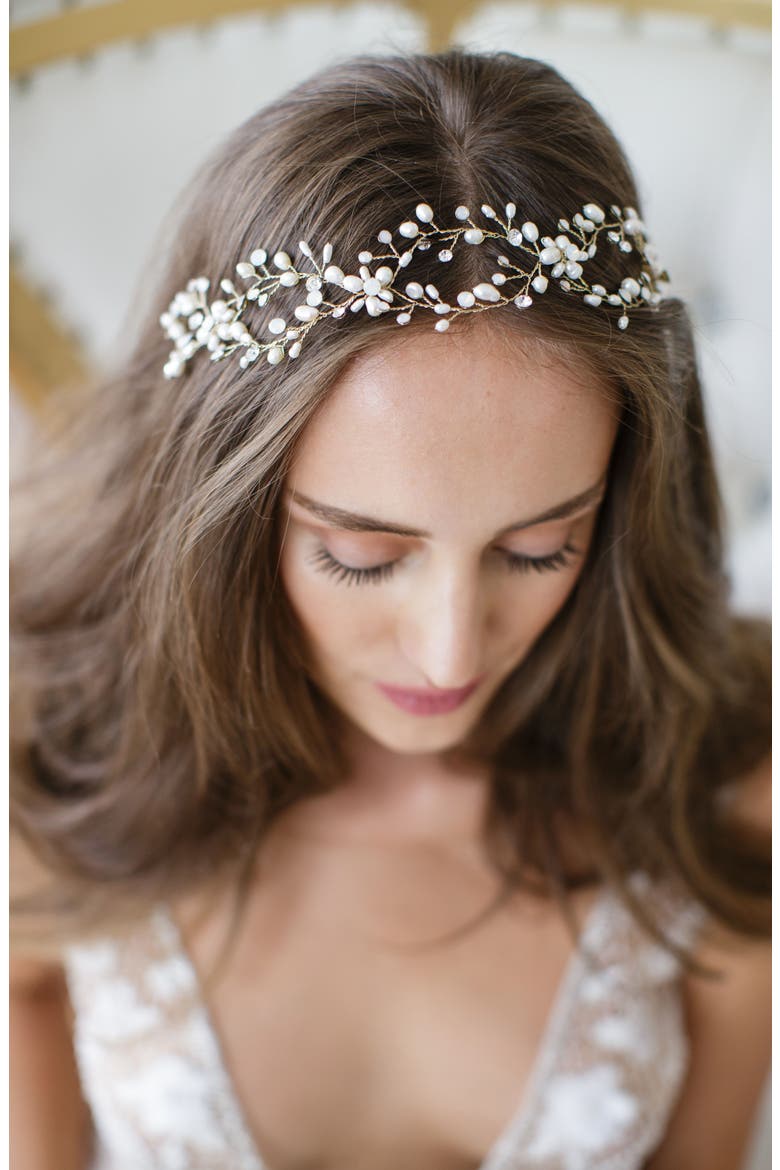 'Arabella' Jeweled Halo & Sash, Alternate, color, OPAL