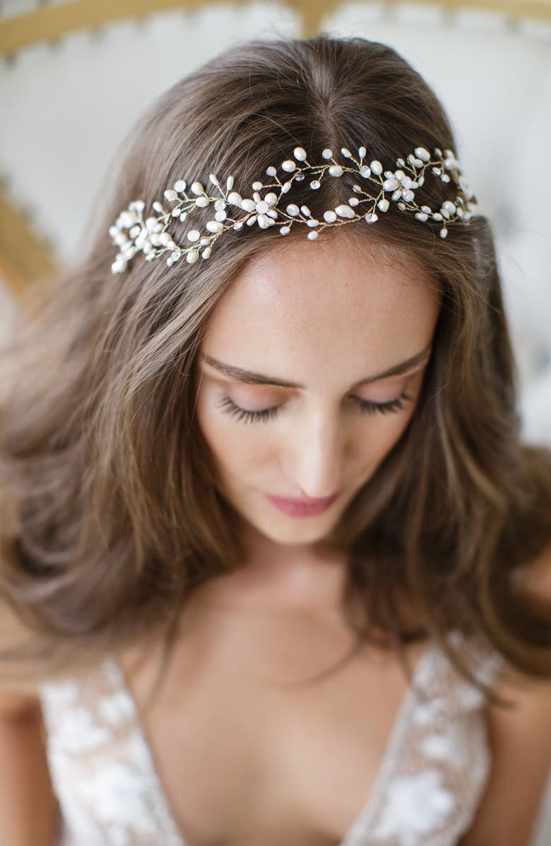 Brides & Hairpins 'Arabella' Jeweled Halo & Sash, Alternate, color, 