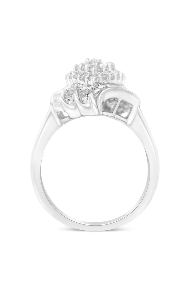 Silver 3/4 Cttw Diamond Stair-Stepped Cluster Waterfall Cocktail Ring, Alternate, color, Silver