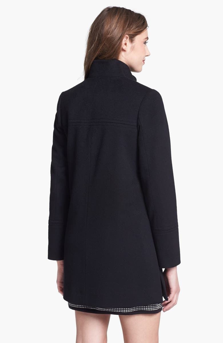 Fleurette Stand Collar Wool Coat, Alternate, color, 