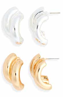 2-Pack Ridged Stud Earrings