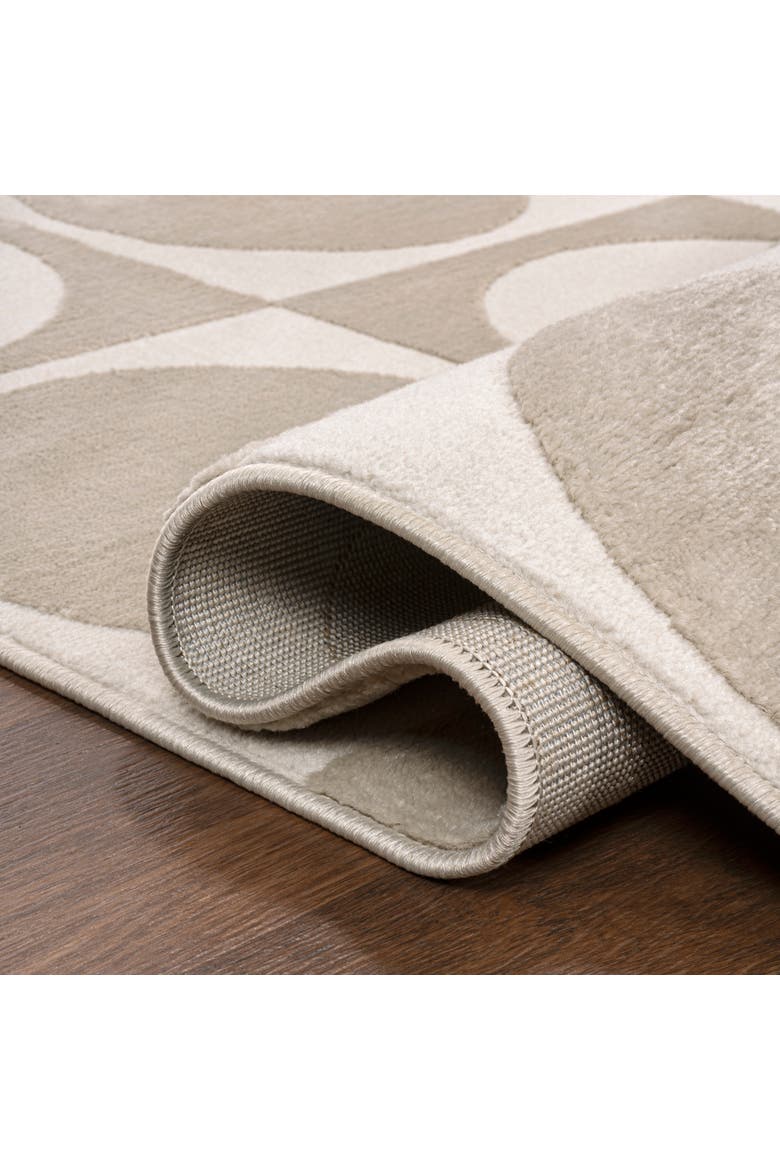 Helena Modern Geometric Circles In Squares High-Low Area Rug, Alternate, color, Beige/Cream