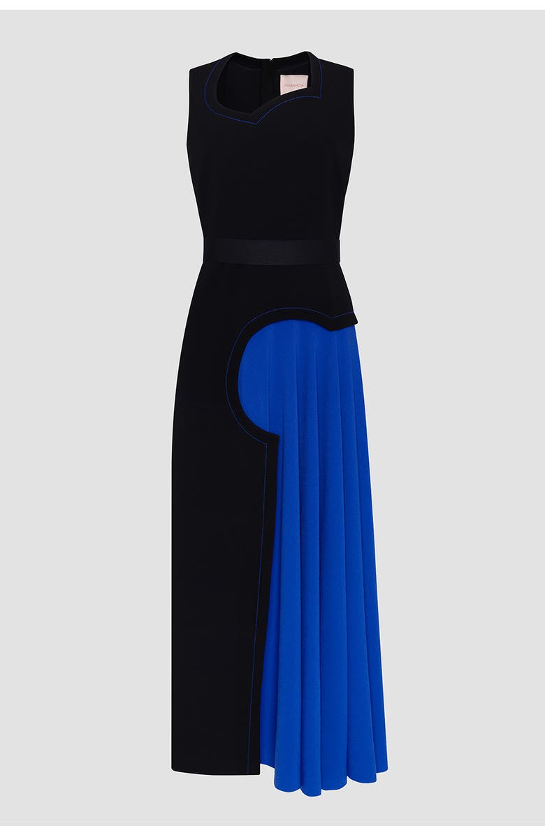 Roksanda Saro Black And Blue Cut Out Dress, Alternate, color, Black / Persian Blue