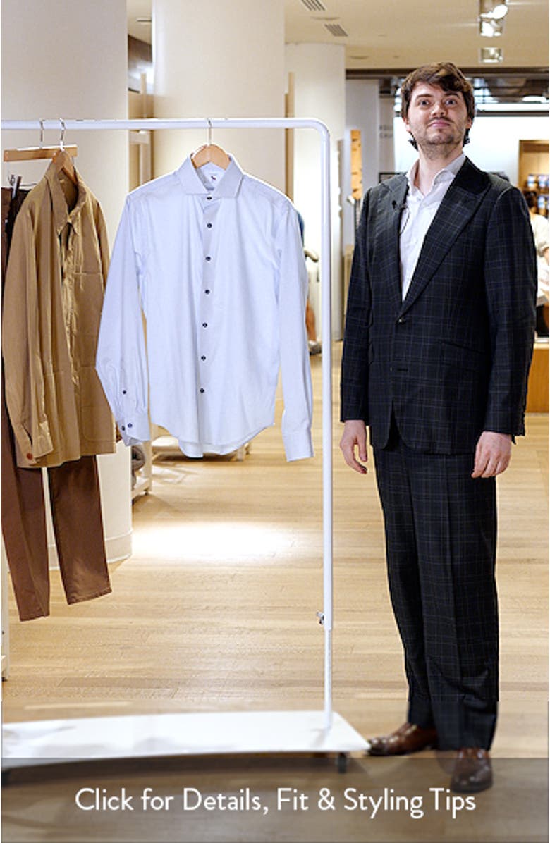 Trim Fit Textured Stripe & Dot Stretch Cotton Dress Shirt, sales video thumbnail