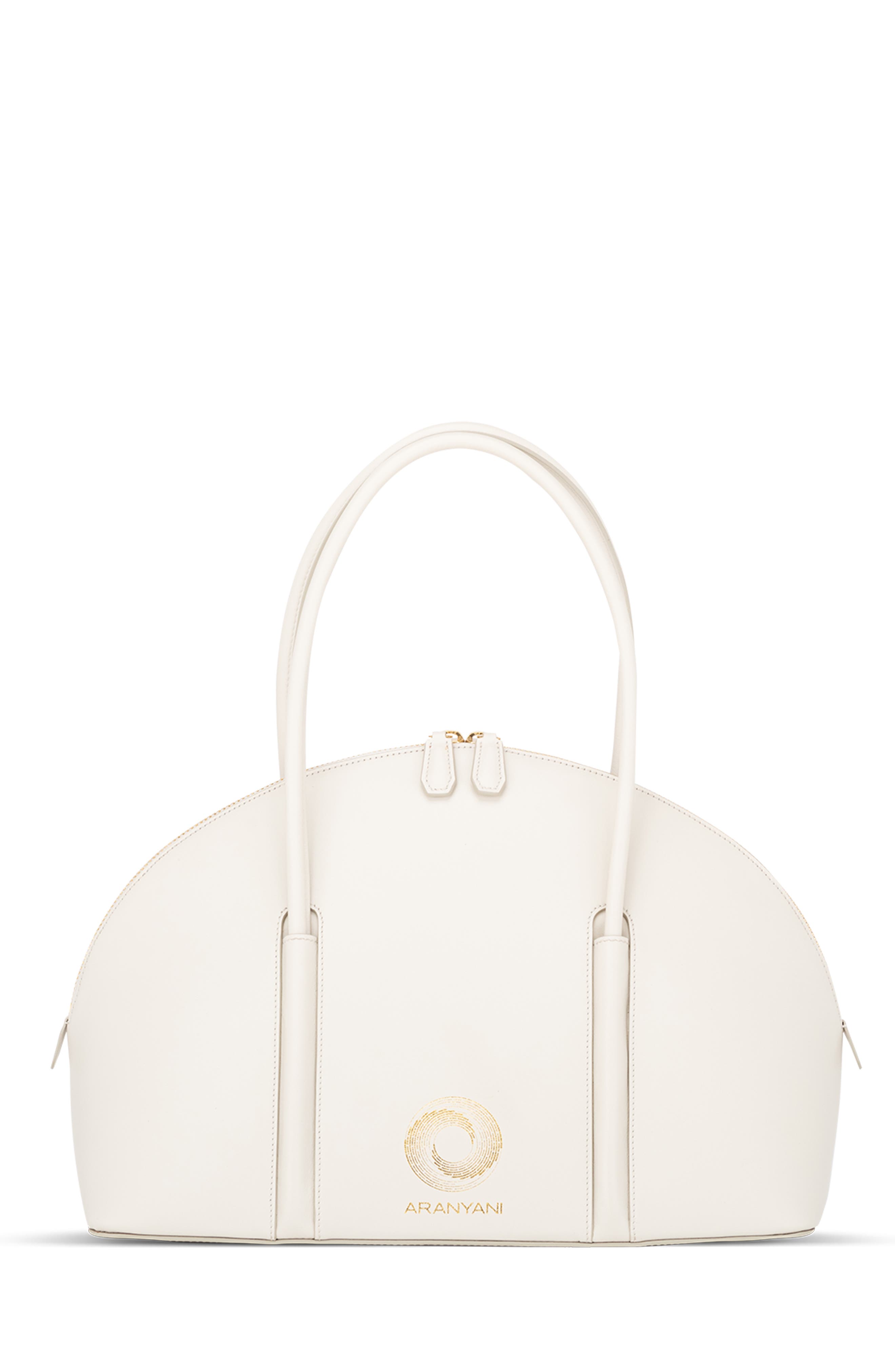 Aranyani Kiko Monogram Debossed Top-Handle Bag, Main, color, Sand