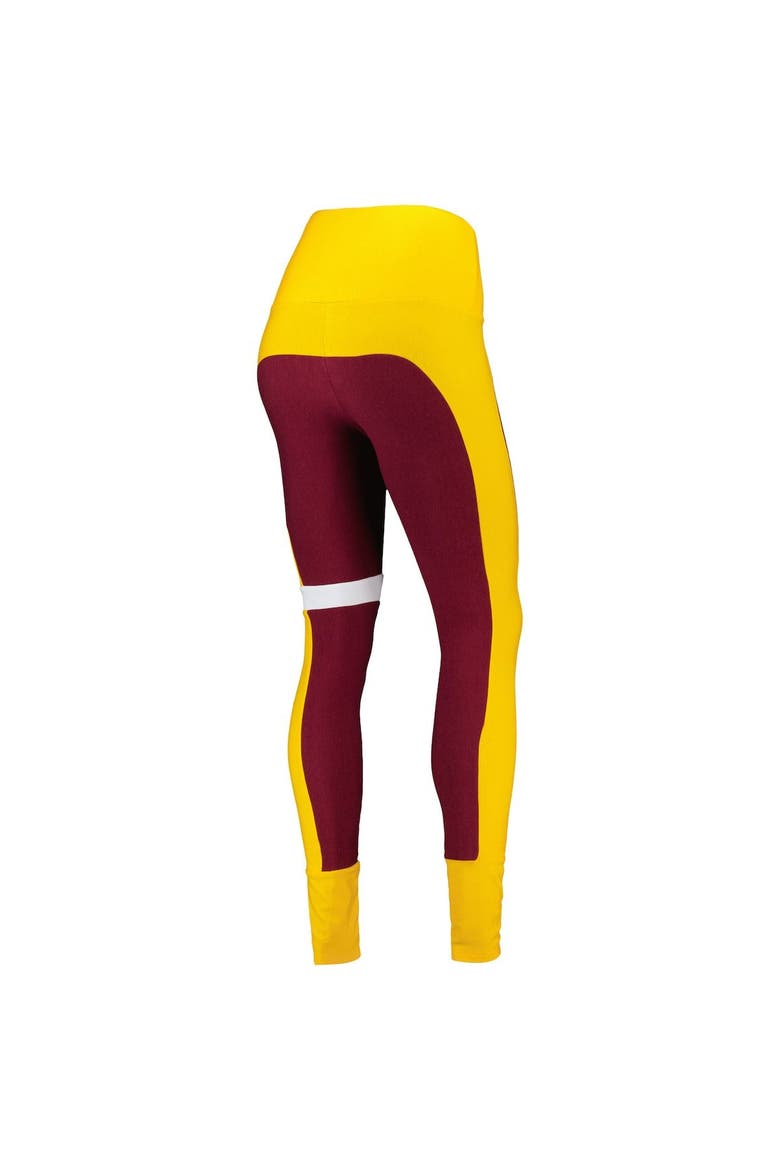 Women's KIYA TOMLIN Burgundy/Gold Washington Commanders Colorblock Tri-Blend Leggings, Alternate, color, Burgundy