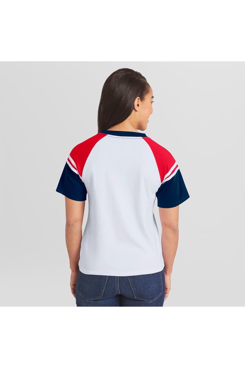 Women's WEAR by Erin Andrews White Los Angeles Dodgers Striped Raglan T-Shirt, Alternate, color, White