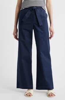 Wyeth Bailey Waist Tie Cotton Wide Leg Pants